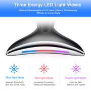 EMS Microcurrent Neck Face Beauty Device With 3 Colors LED Photon Therapy Skin Tighten Reduce Double Chin Face Lifting Devices